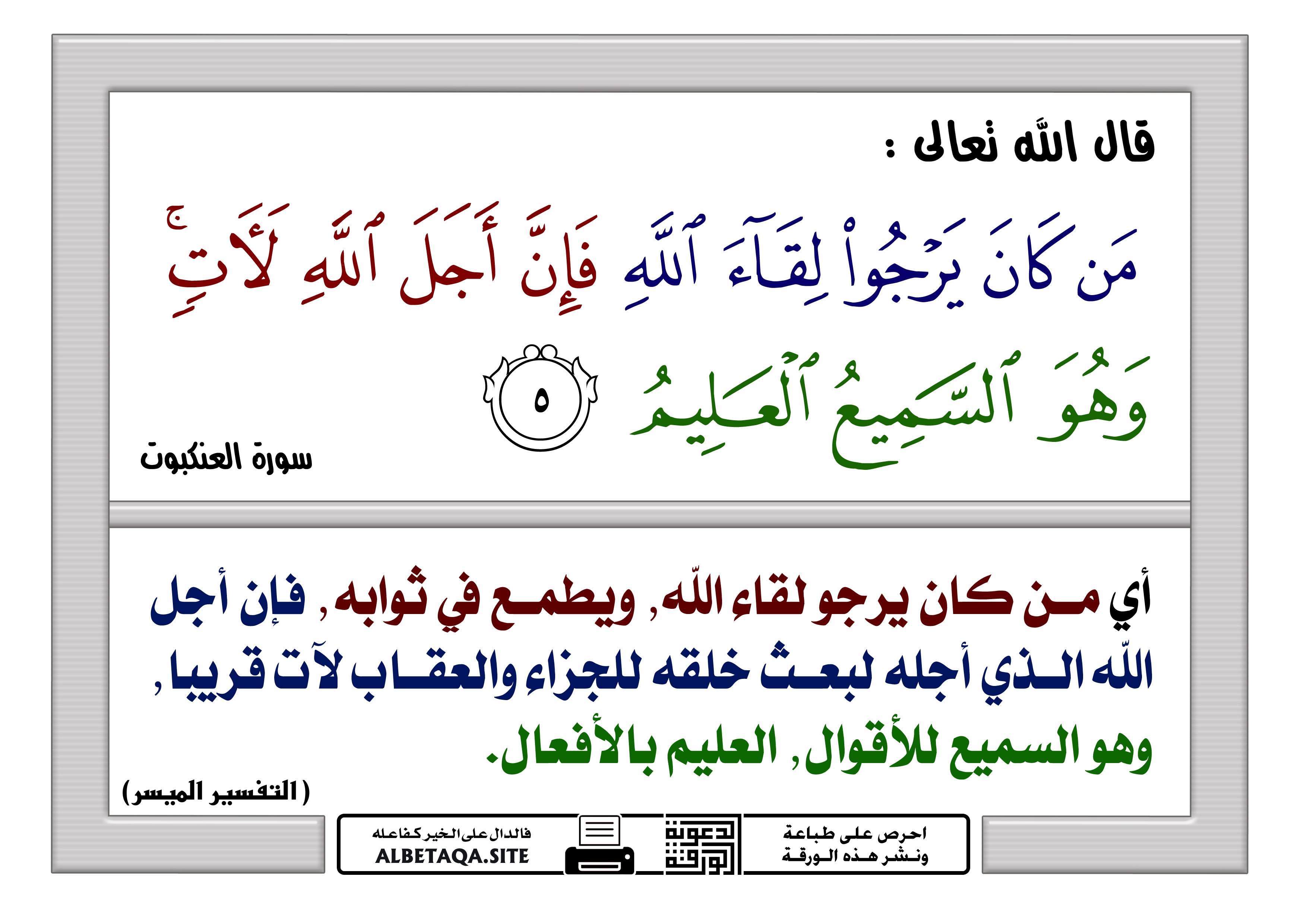 فمن كان يرجو لقاء ربه