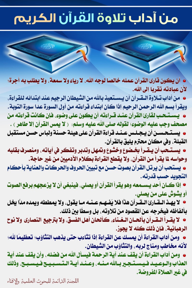 لوحة من آداب تلاوة القرآن